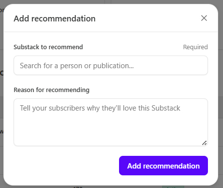 Substack_Dashboard_Recommendations_Tab
