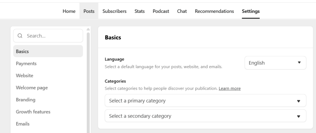 Substack_Dashboard_Settings_Basics