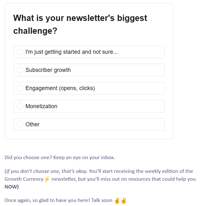 Newsletter_Welcome_Email_Poll_Example_Growth_Currency