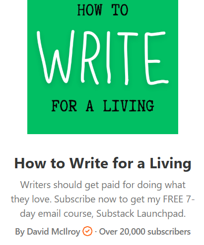 David_Mcllroy_How_to_Write_for_a_Living_Newsletter_Landing_Page